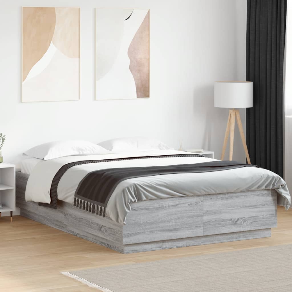 Giroletto Luci LED Grigio Sonoma 150x200 cm Legno Multistrato