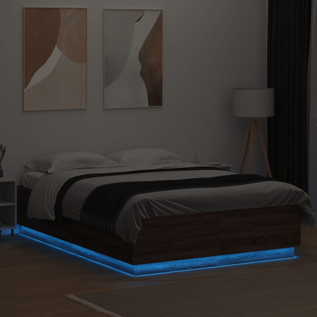 Giroletto Luci LED Rovere Marrone 150x200 cm Legno Multistrato