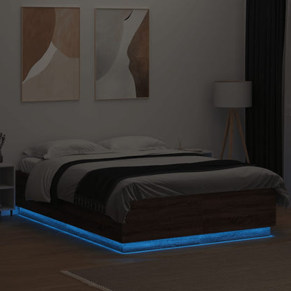 Giroletto Luci LED Rovere Marrone 150x200 cm Legno Multistrato