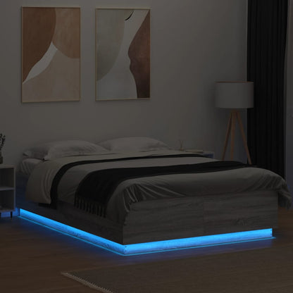 Giroletto Luci LED Grigio Sonoma 140x200 cm Legno Multistrato