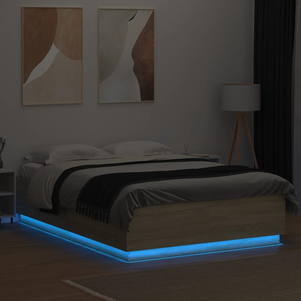 Giroletto Luci LED Rovere Sonoma 120x200 cm Legno Multistrato