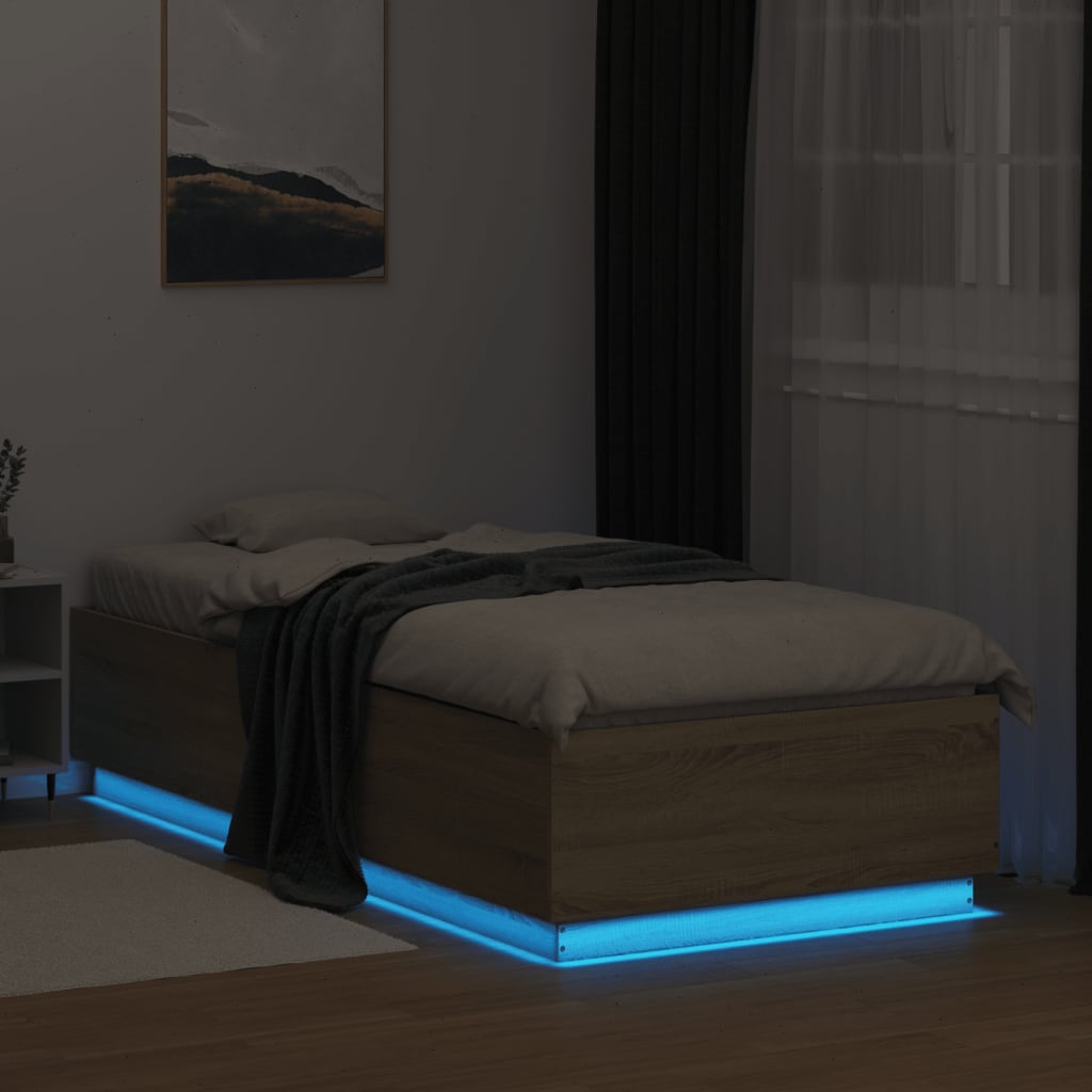 Giroletto con Luci LED Rovere Sonoma 90x200cm Legno Multistrato