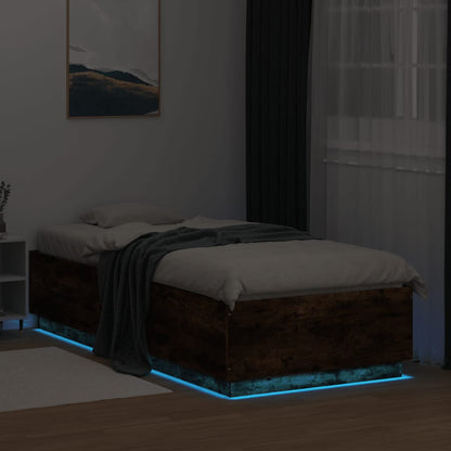 Giroletto con Luci LED Rovere Fumo 90x200 cm Legno Multistrato