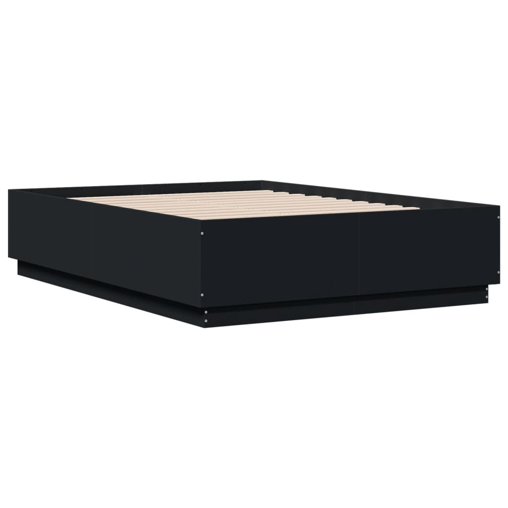 Giroletto con Luci LED Nero 140x190 cm in Legno Multistrato