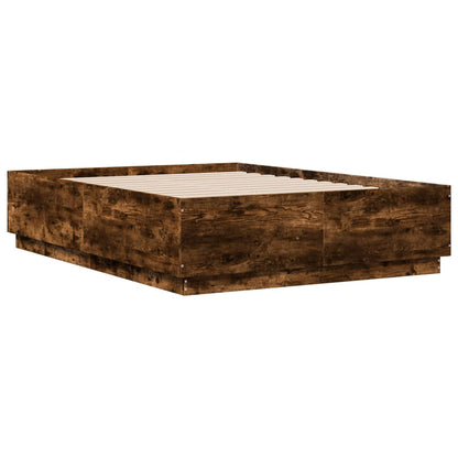 Giroletto con Luci LED Rovere Fumo 140x190 cm Legno Multistrato
