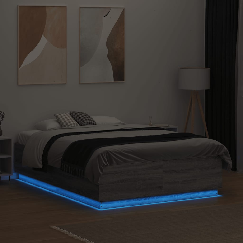 Giroletto Luci LED Grigio Sonoma 135x190 cm Legno Multistrato