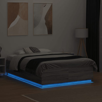 Giroletto Luci LED Grigio Sonoma 135x190 cm Legno Multistrato