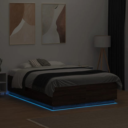 Giroletto Luci LED Rovere Marrone 135x190 cm Legno Multistrato