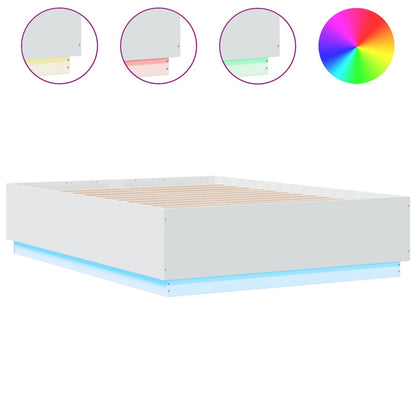 Giroletto con Luci LED Bianco 120x190 cm in Legno Multistrato