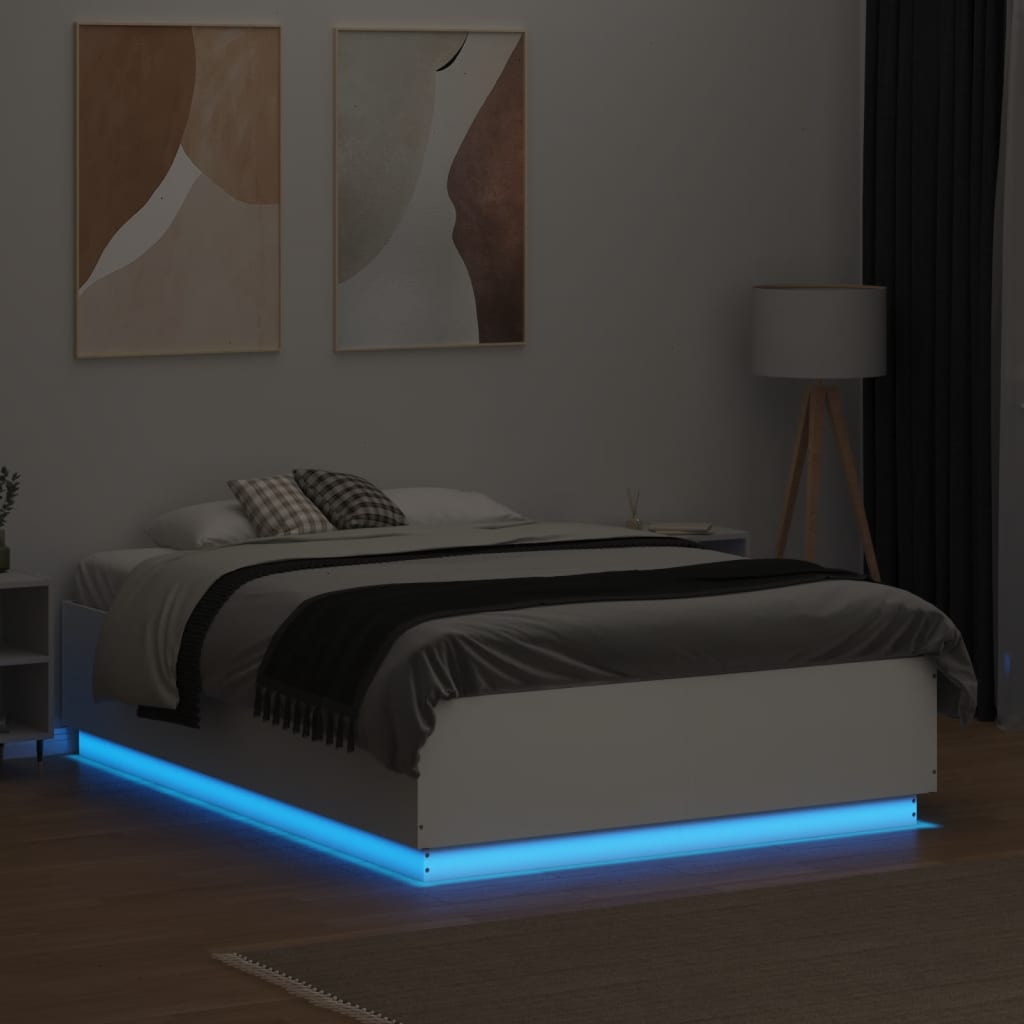 Giroletto con Luci LED Bianco 120x190 cm in Legno Multistrato