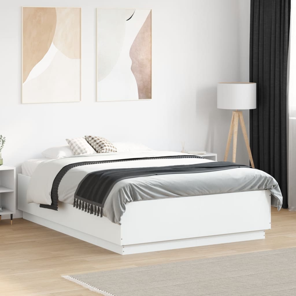Giroletto con Luci LED Bianco 120x190 cm in Legno Multistrato