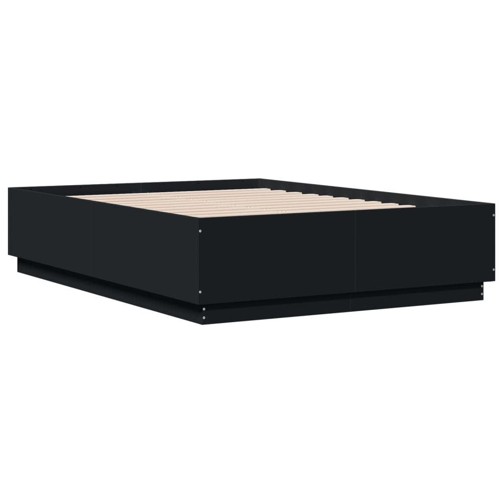 Giroletto con Luci LED Nero 120x190 cm in Legno Multistrato