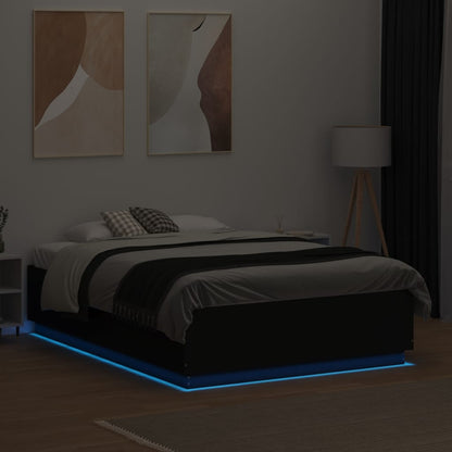 Giroletto con Luci LED Nero 120x190 cm in Legno Multistrato