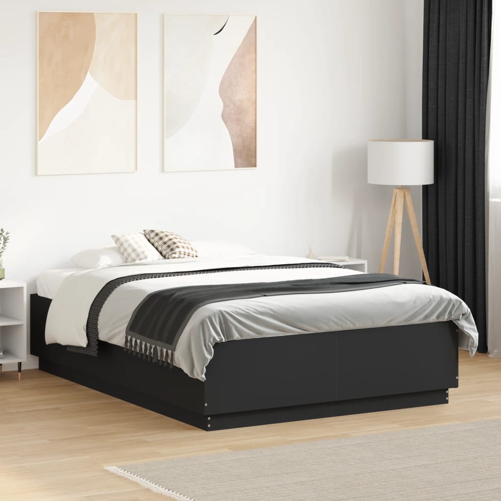 Giroletto con Luci LED Nero 120x190 cm in Legno Multistrato
