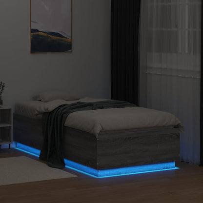 Giroletto Luci LED Grigio Sonoma 90x190 cm in Legno Multistrato