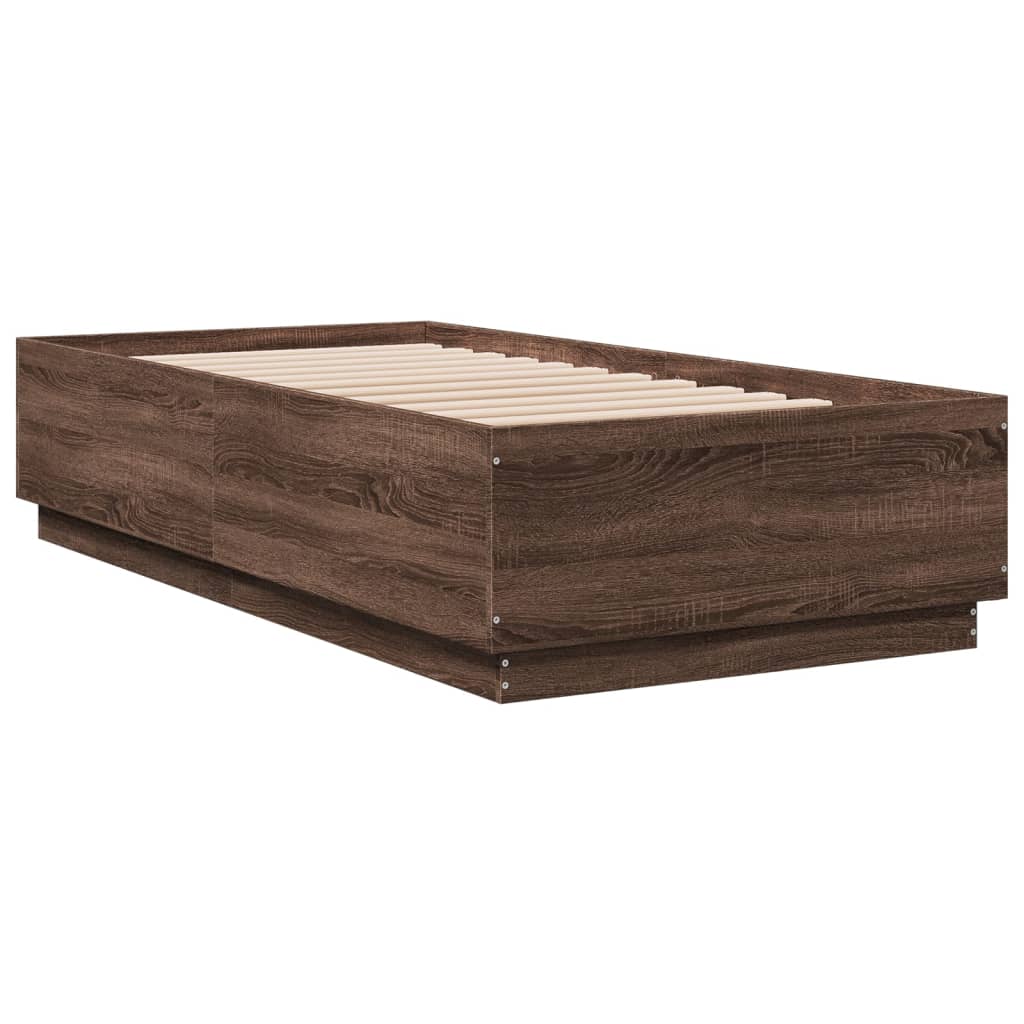 Giroletto Luci LED Rovere Marrone 90x190cm in Legno Multistrato