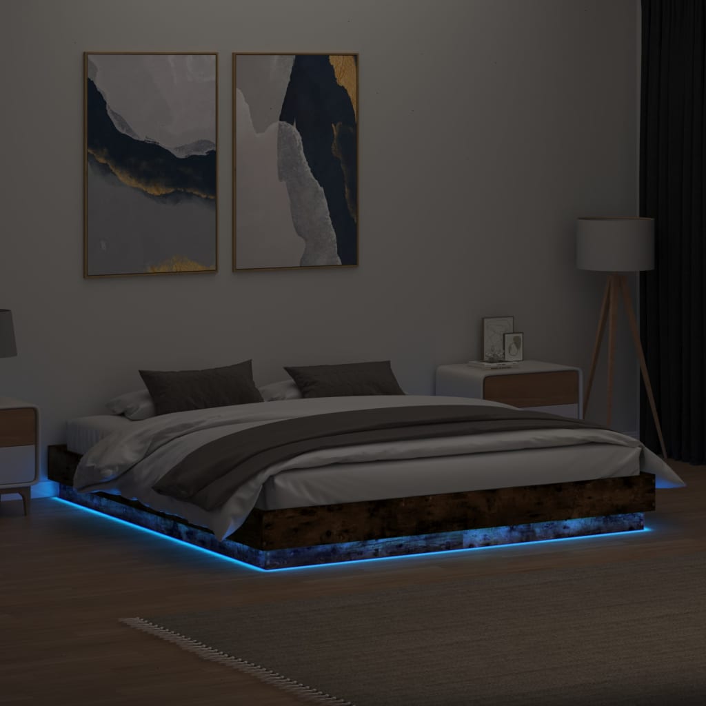 Giroletto con Luci LED Rovere Fumo 200x200 cm