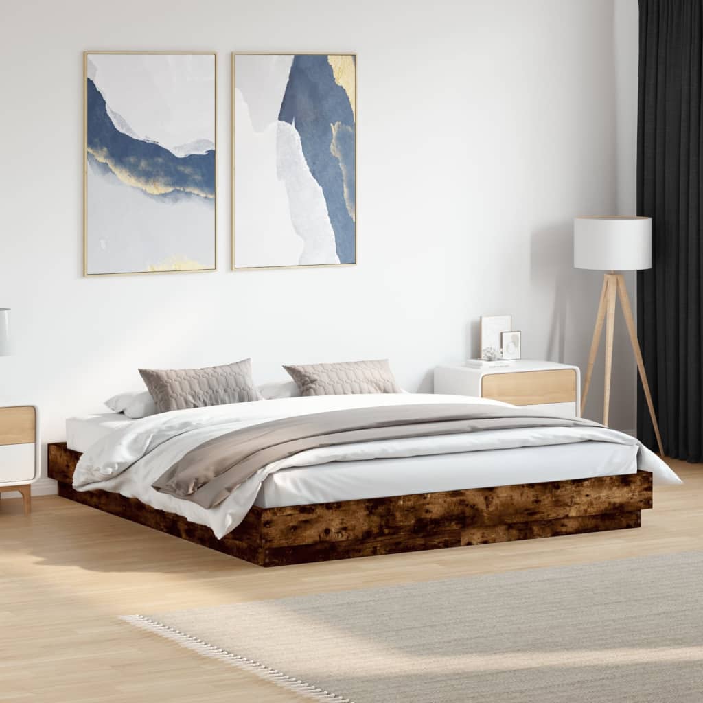 Giroletto con Luci LED Rovere Fumo 180x200 cm