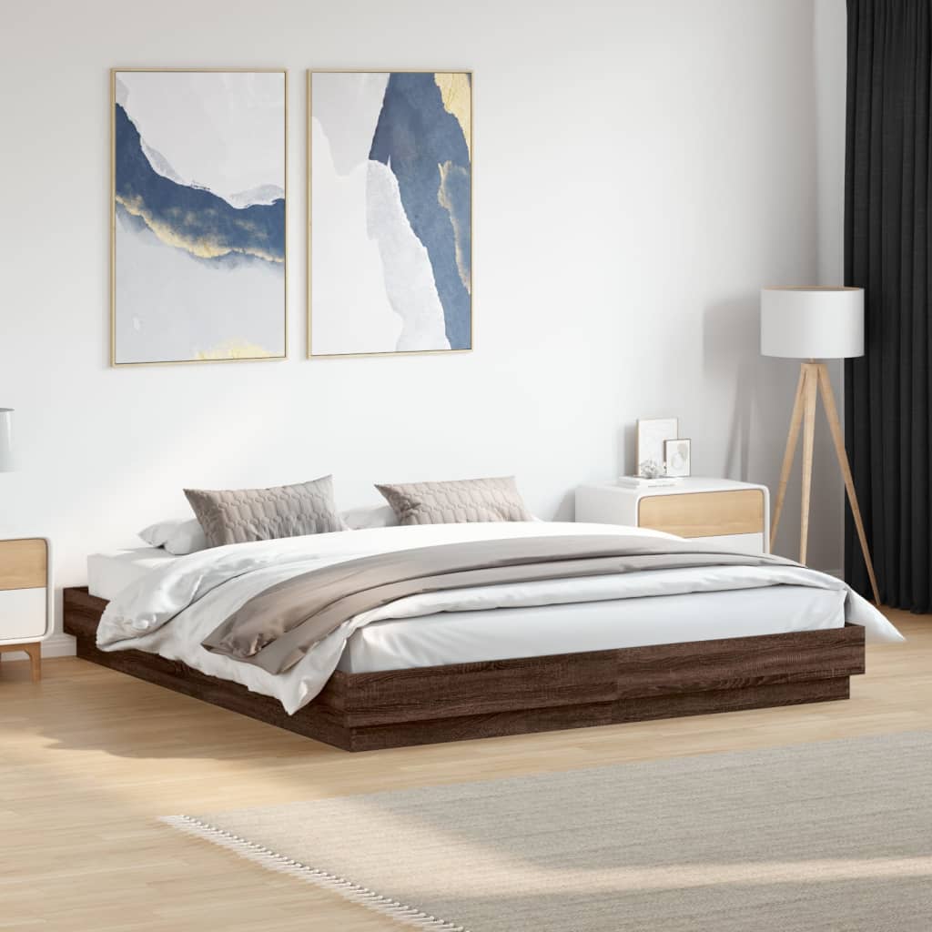 Giroletto con Luci LED Rovere Marrone 180x200 cm