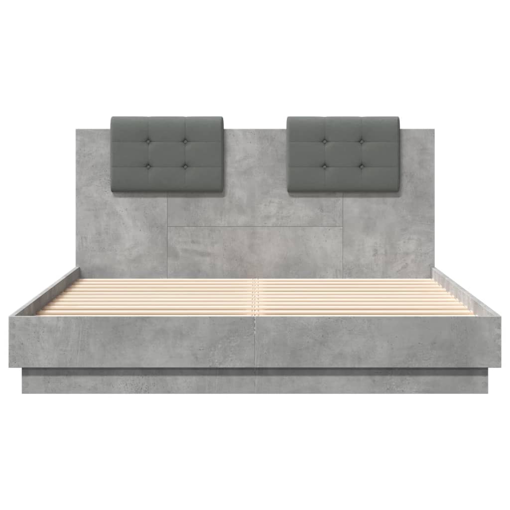 Giroletto Testiera Grigio Cemento 150x200 cm Legno Multistrato