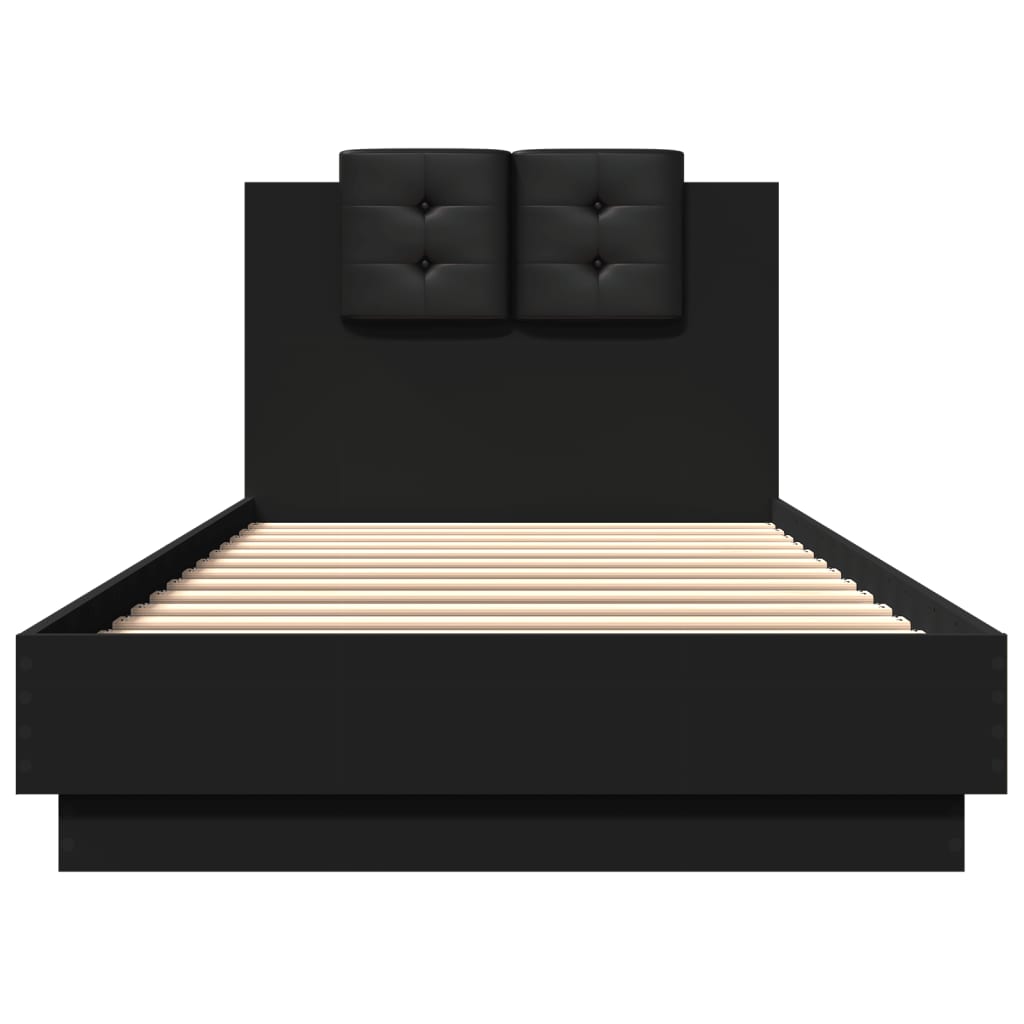 Giroletto con Testiera Nero 90x200 cm in Legno Multistrato
