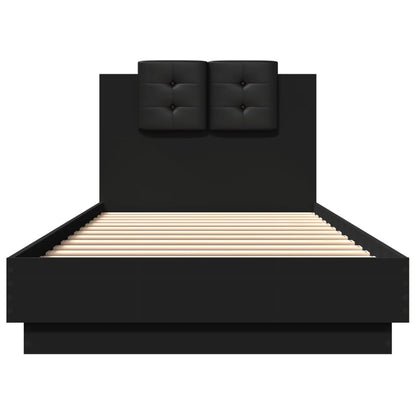 Giroletto con Testiera Nero 90x200 cm in Legno Multistrato