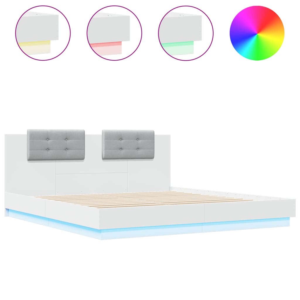 Giroletto con LED senza Materasso Bianco 180x200 cm