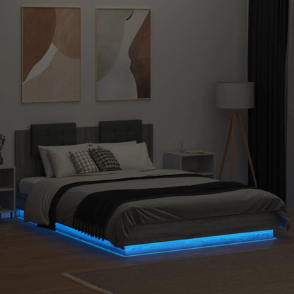 Giroletto con Testiera e LED Grigio Sonoma 150x200 cm