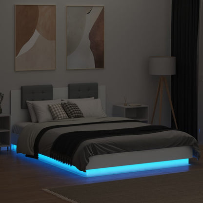 Giroletto con Testiera e LED Bianco 140x200 cm
