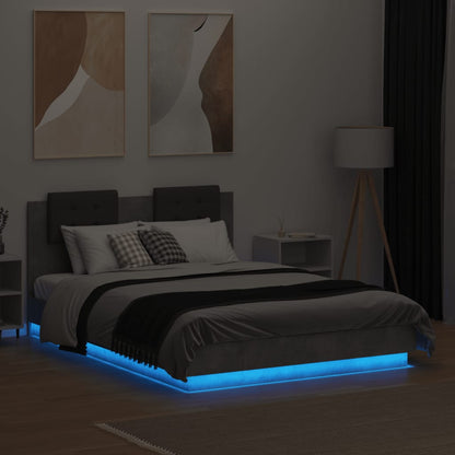 Giroletto con Testiera e LED Grigio Cemento 120x190 cm