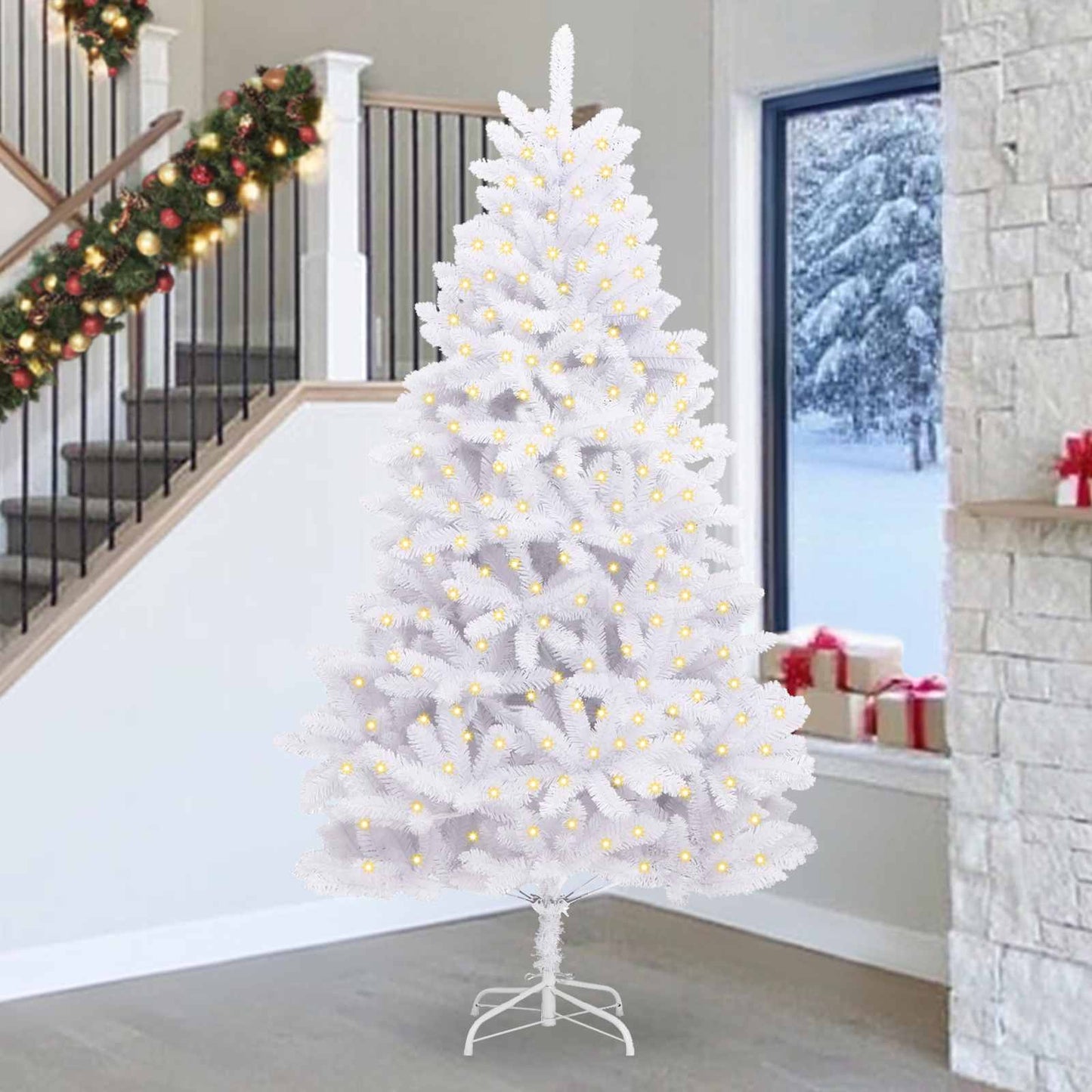 Albero di Natale artificiale Bianco 270 cm PVC e Metallo