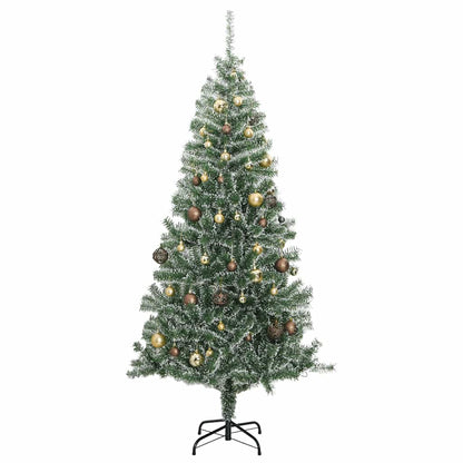 Albero di Natale Artificiale con 300 LED Palline e Neve 210 cm