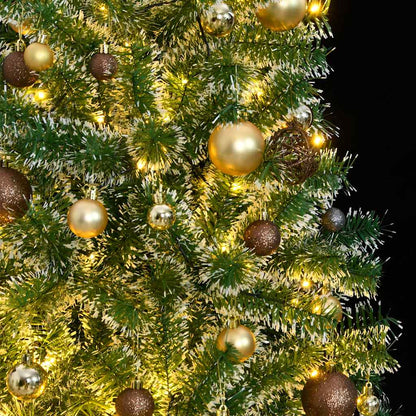 Albero di Natale Artificiale con 300 LED Palline e Neve 240 cm