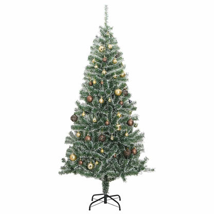 Albero di Natale Artificiale con 300 LED Palline e Neve 240 cm