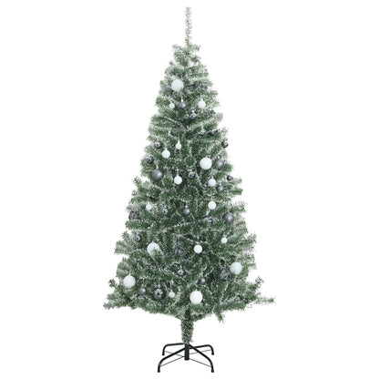 Albero di Natale Artificiale con 300 LED Palline e Neve 180 cm