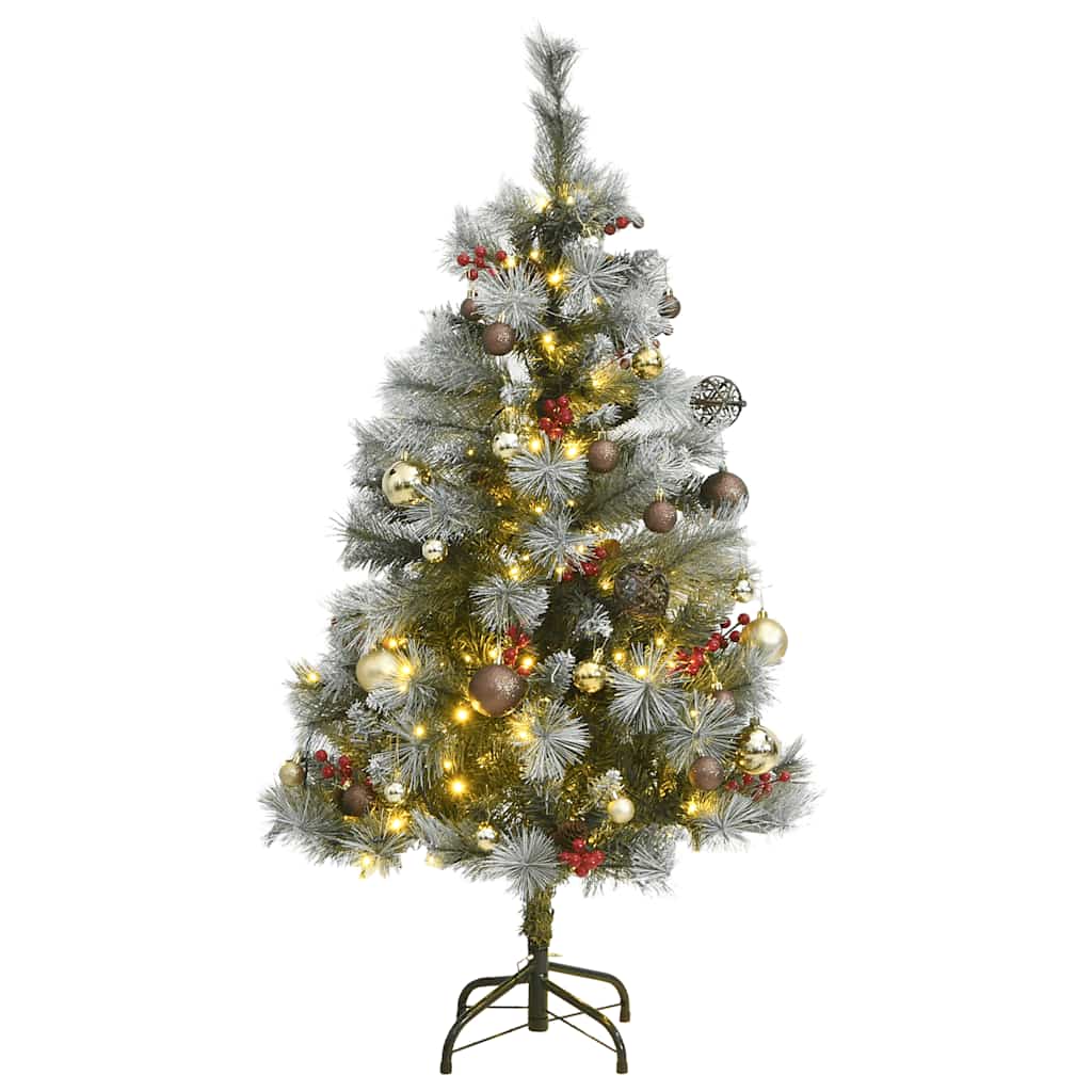 Albero Natale Incernierato con 150 LED e Palline 150 cm