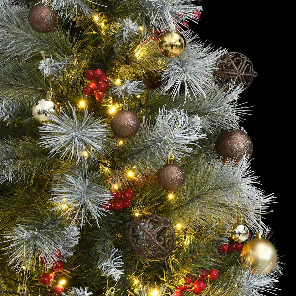 Albero Natale Incernierato con 150 LED e Palline 150 cm