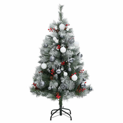 Albero Natale Incernierato con 150 LED e Palline 120 cm