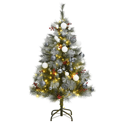Albero Natale Incernierato con 150 LED e Palline 150 cm