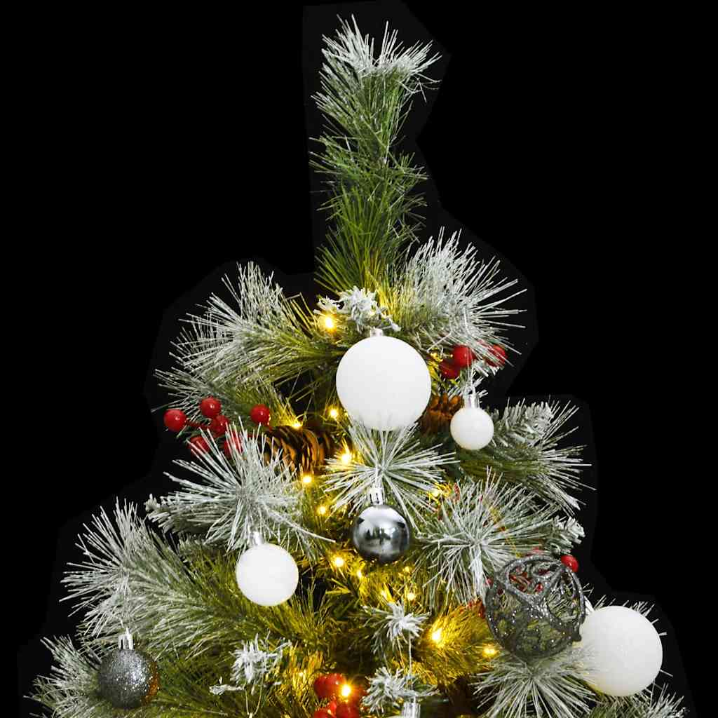 Albero Natale Incernierato con 150 LED e Palline 150 cm