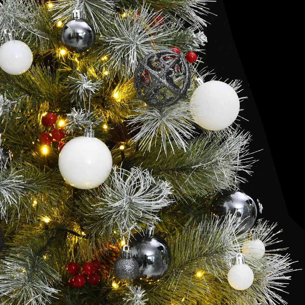 Albero Natale Incernierato con 150 LED e Palline 150 cm