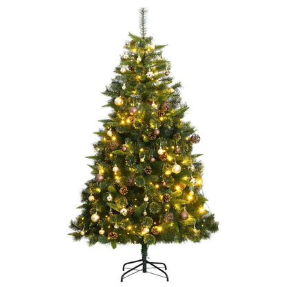 Albero Natale Incernierato con 300 LED e Palline 180 cm