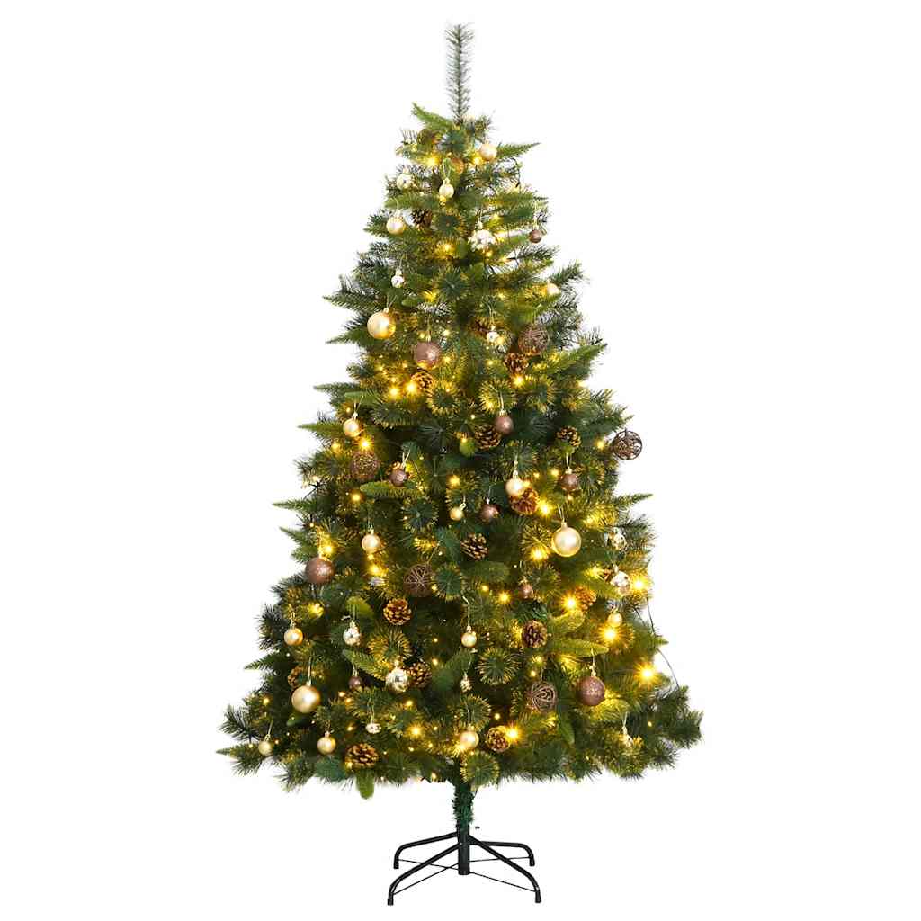 Albero Natale Incernierato con 300 LED e Palline 240 cm