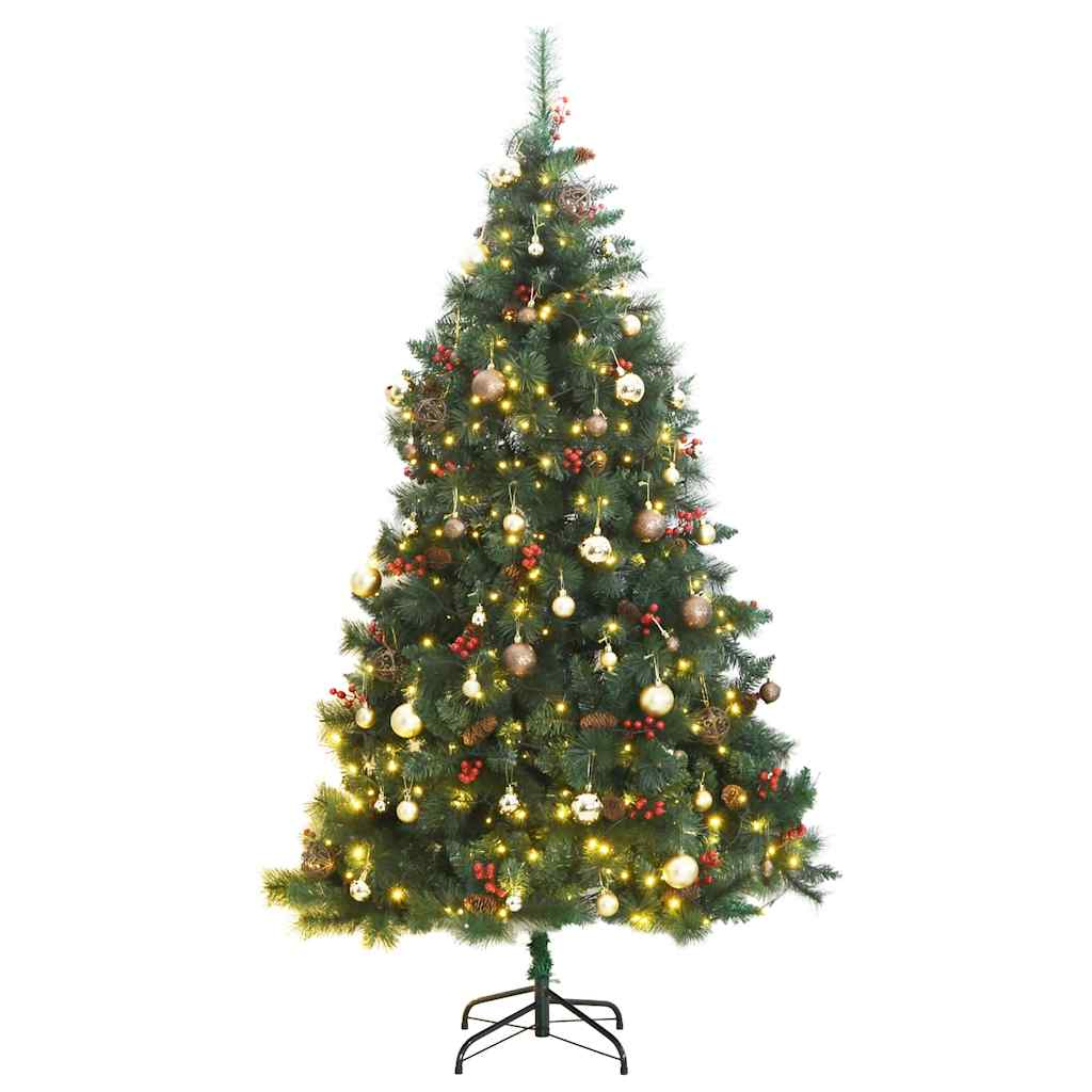 Albero Natale Incernierato con 300 LED e Palline 210 cm