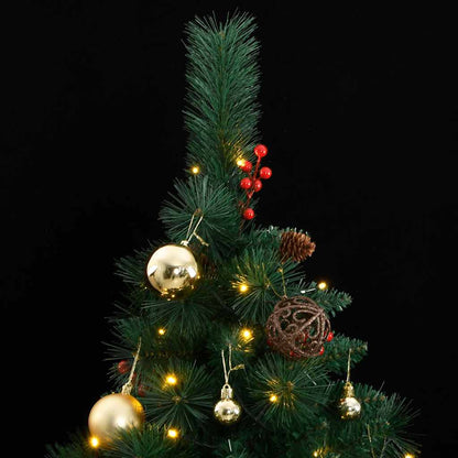 Albero Natale Incernierato con 300 LED e Palline 210 cm
