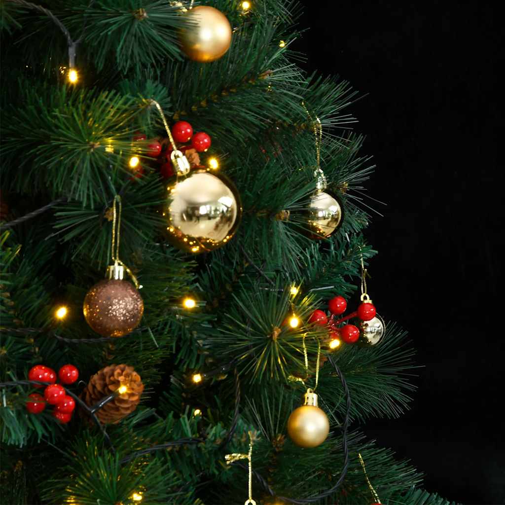 Albero Natale Incernierato con 300 LED e Palline 210 cm