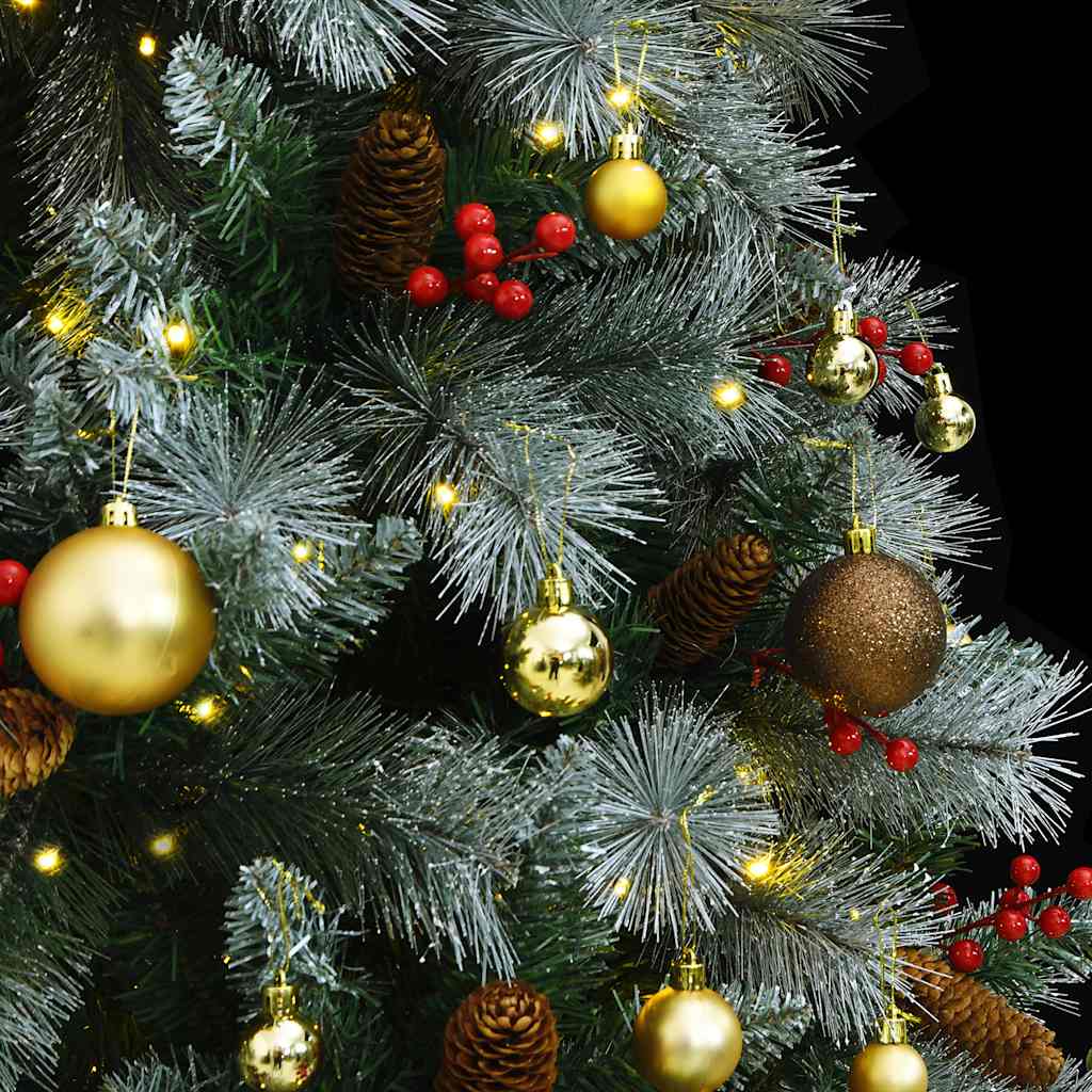 Albero Natale Incernierato con 300 LED e Palline 180 cm