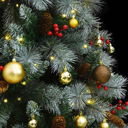 Albero Natale Incernierato con 300 LED e Palline 180 cm
