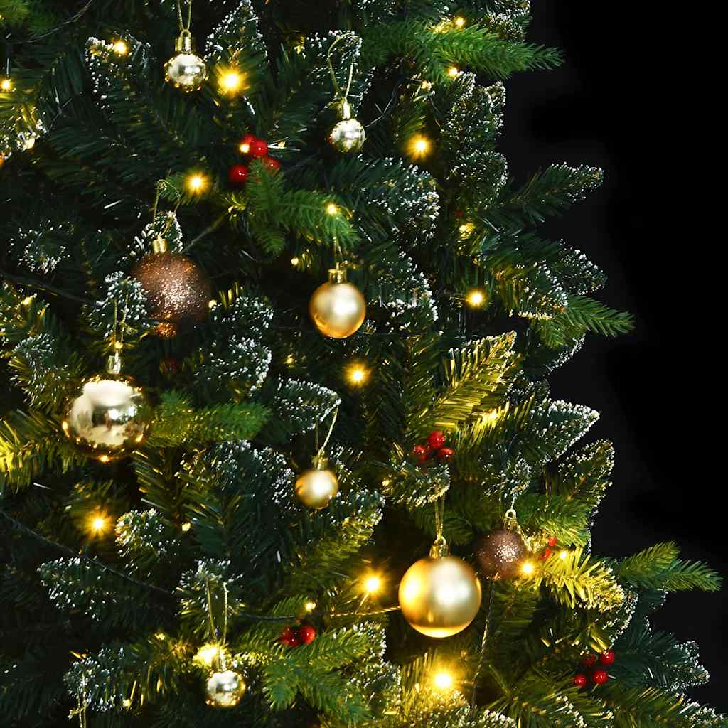 Albero Natale Incernierato con 150 LED e Palline 120 cm