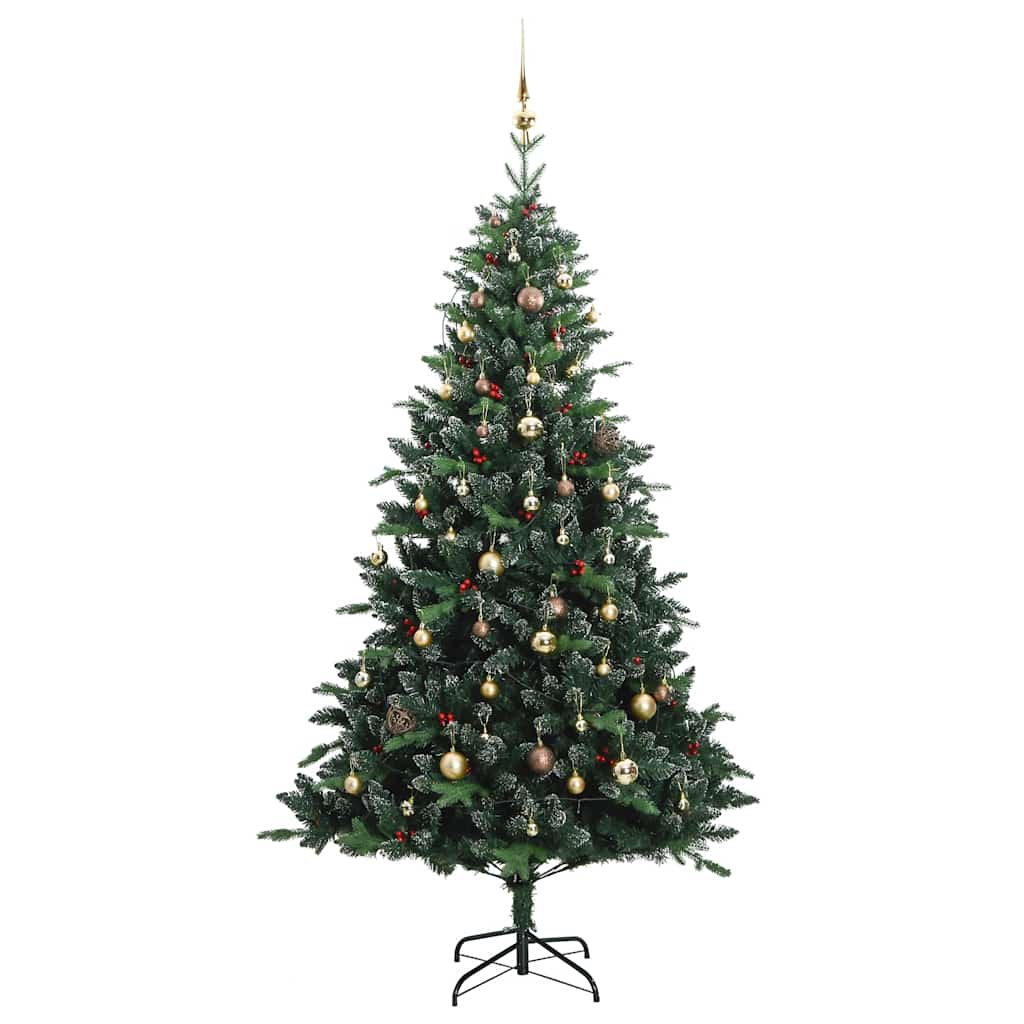 Albero Natale Incernierato con 150 LED e Palline 120 cm